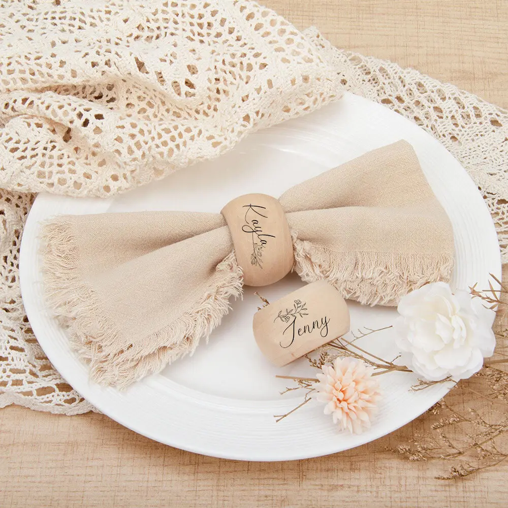 Personalised Wooden Napkin Rings Engraved Table Decor Weddings Events Accessories Custom Table Decor for Dining & Events