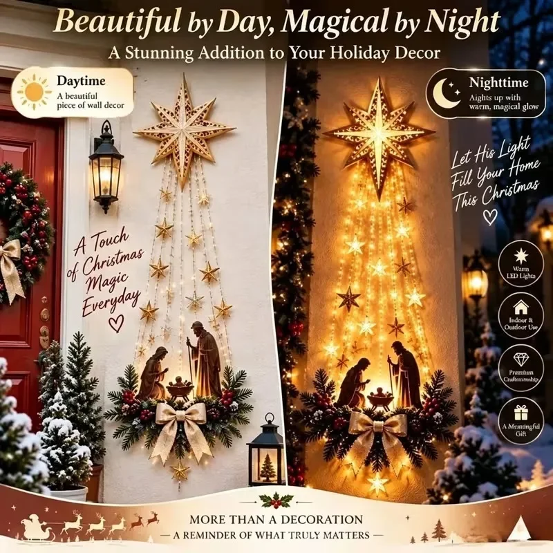 1-5PCS Glowing Xmas Door Hanger LED Lighted Christmas Hanging Decoration for Front Porch Entryway Wall Window Home Outdoor Gift view 5