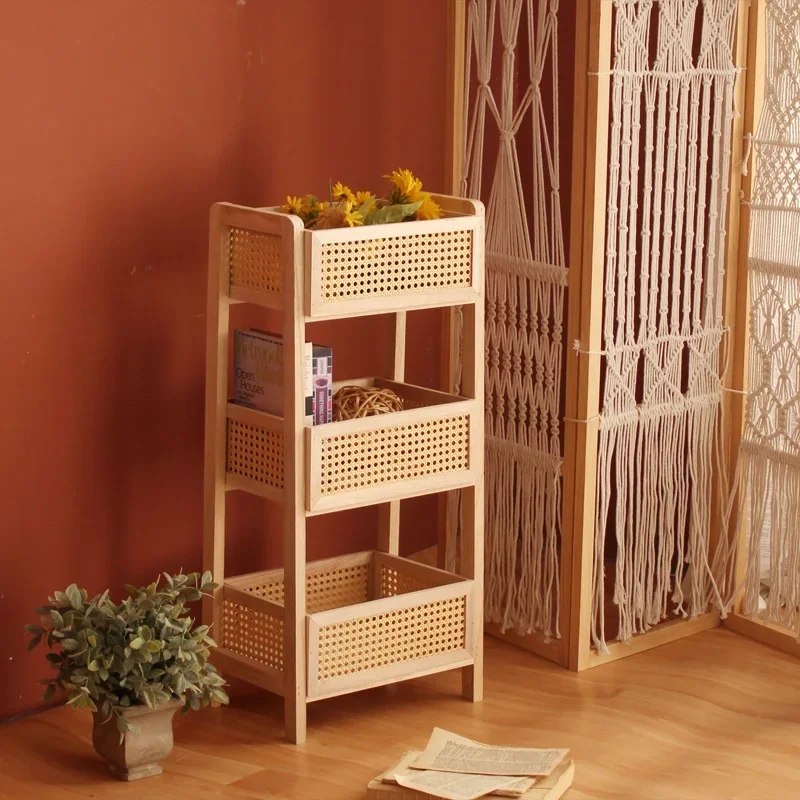 

Wooden multi-storey space-saving storage rack, children's sundries, snacks organizing rack, toilet, bathroom, kitchen, storage