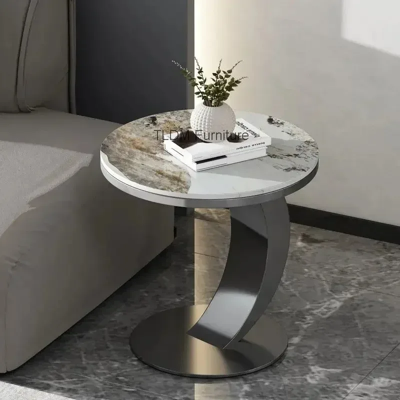 

Креативный журнальный столик Creativity HomeLight Luxury Slate Edge Corner Table: современный, с креативным дизайном, для балкона, двойной, с железным основанием и местом для хранения, круглый.