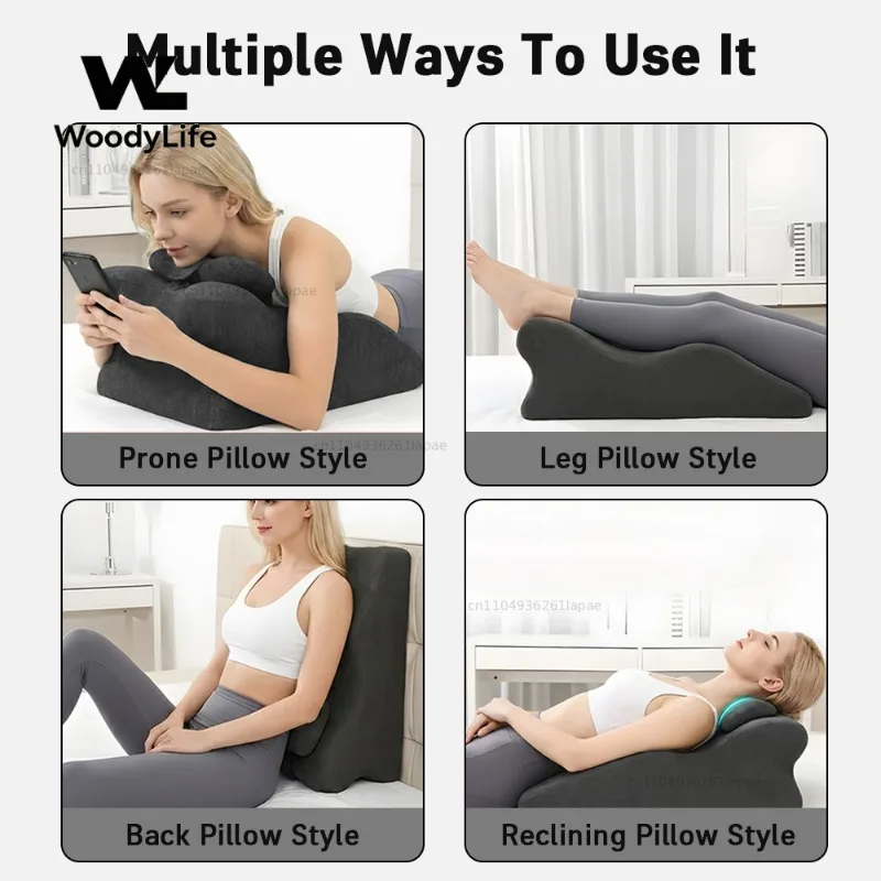 Ergonomic Memory Foam Bed Wedge Pillow for Acid Reflux or Sleeping with New Prone Position Ergonomic Pillow for Reading, Couple'