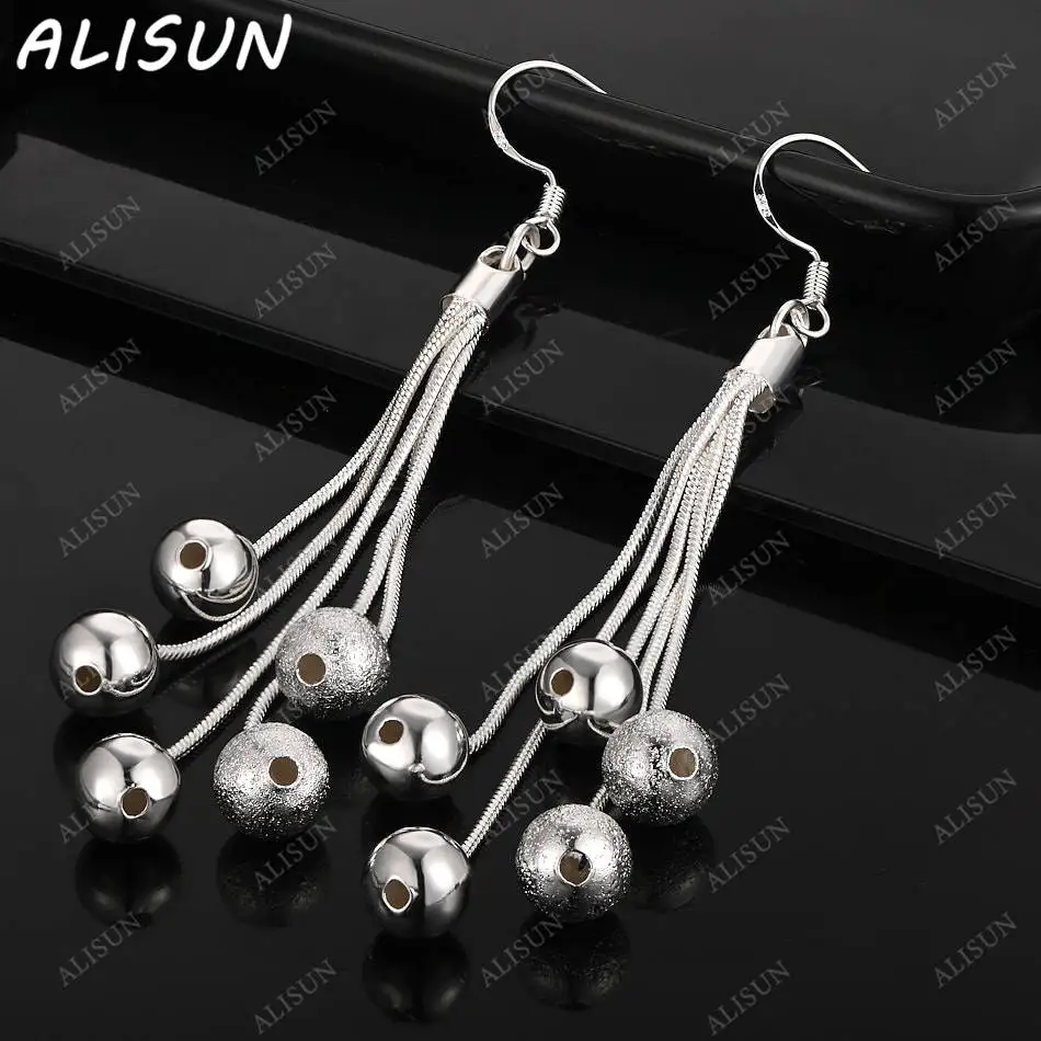 

ALISUN 925 Sterling Silver Beaded Tassels Earrings Drop Earrings For Women Charm Trend Birthday Gifts Fashion Party Fine Jewelry