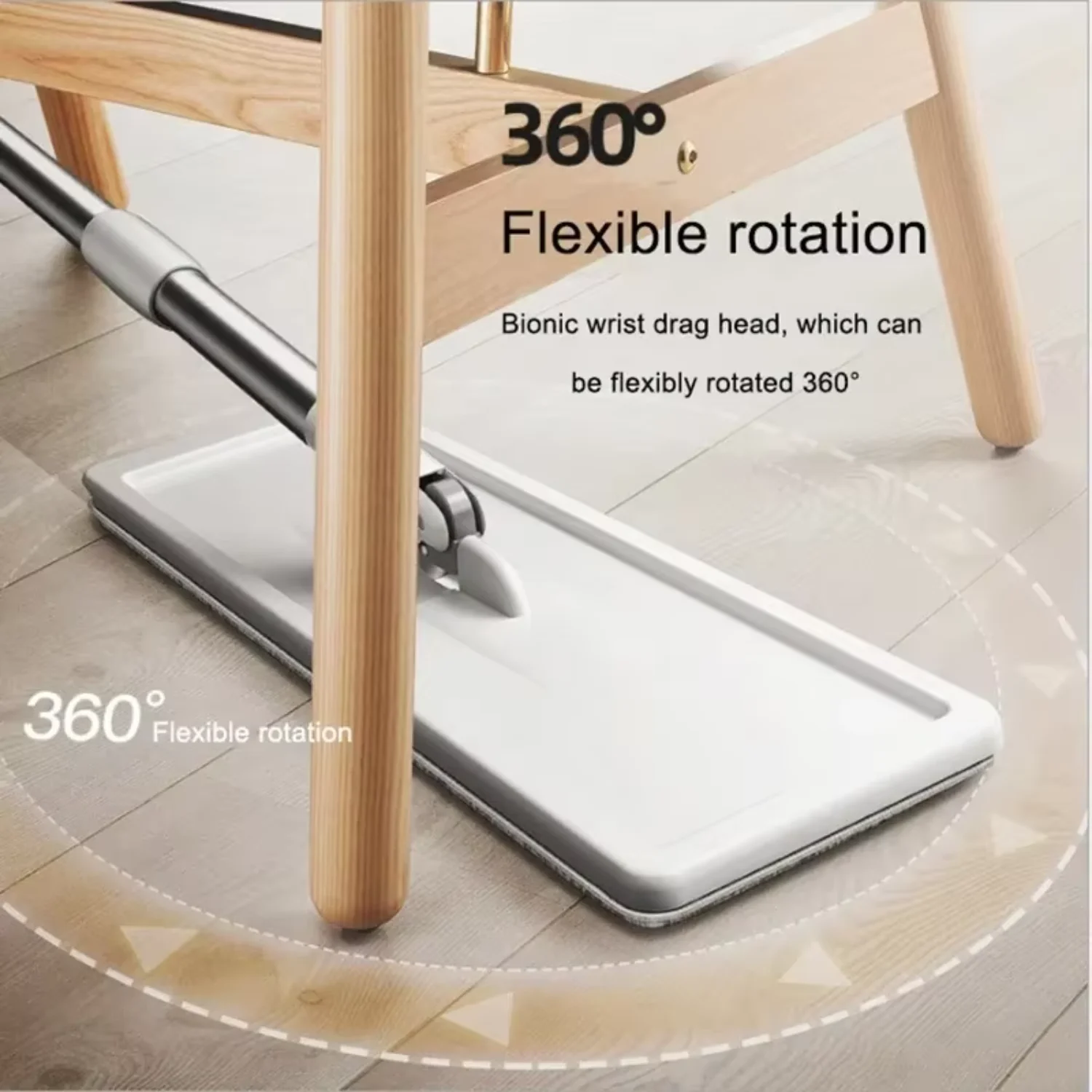 Floor Magic Flat Squeeze Mop with Bucket Hand Free Lazy Cleaning Mop Microfiber  Rotating Self-Wringing Mop House Cleaning