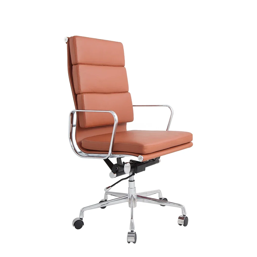 Modern Ergonomic Revolving Adjustable Height Synthetic PU Leather Chair Metal Base Swivel Executive Office Chairs