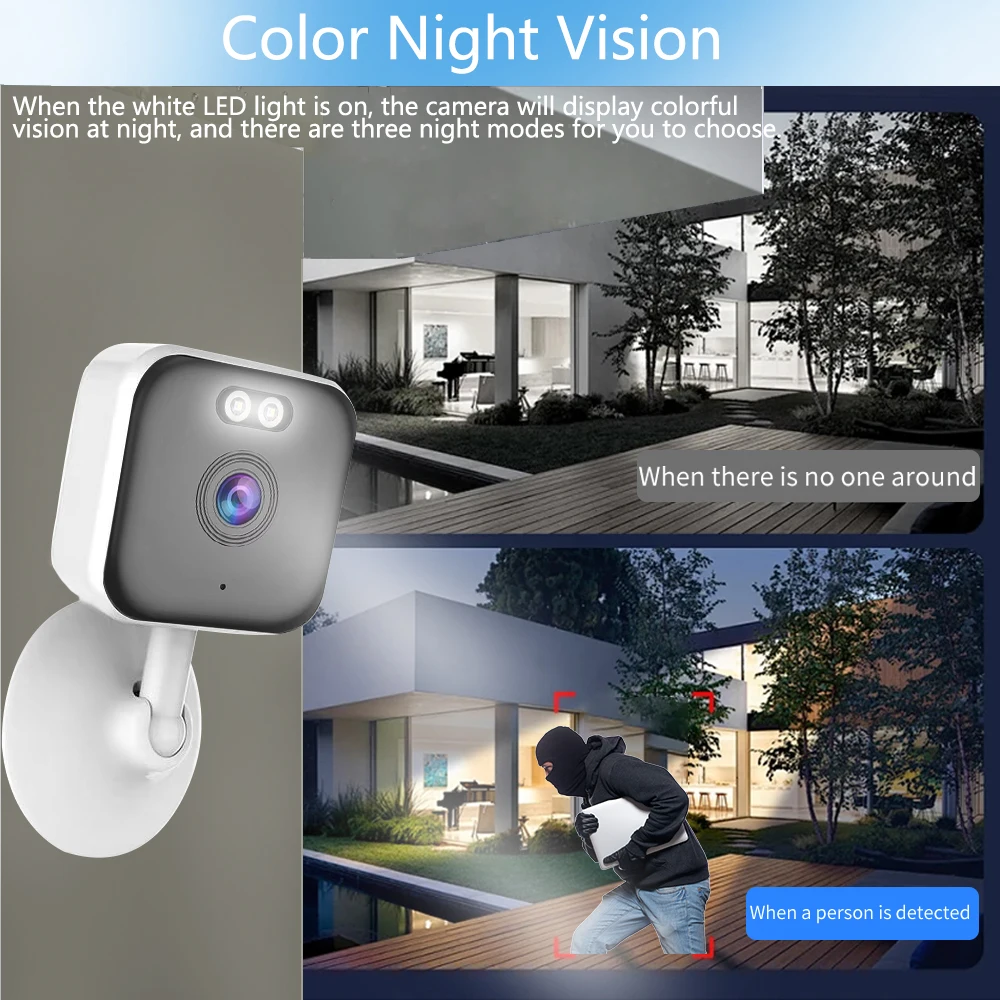 Wide Angle Camera Wireless 2.4G WiFi Indoor Camera for Home Security Human Detectio Baby Camera Motion Sensor Color Night Vision