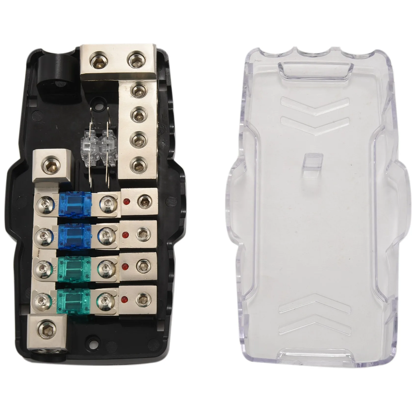 Leading-Edge-3X Multi-Functional LED Car Audio Stereo ANL Fuse Holder Distribution 0/4Ga 4 Way Fuses Box Block 30A 60A 80Amp