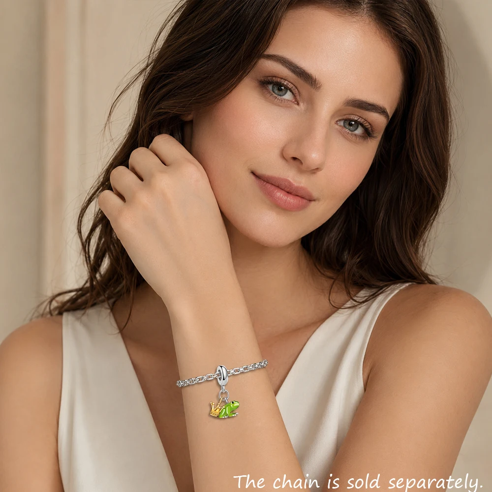 Charm-Anhänger, Froschprinz, Damen und Herren, 2024, Sommer, brandneues Vintage-Geschenk aus 925er Sterlingsilber – Detail 2