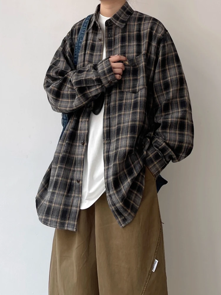 

Новая осенне-зимняя коллекция: Ретро-пальто Joyzone в японском стиле, клетчатое, свободного кроя, повседневное, для улицы