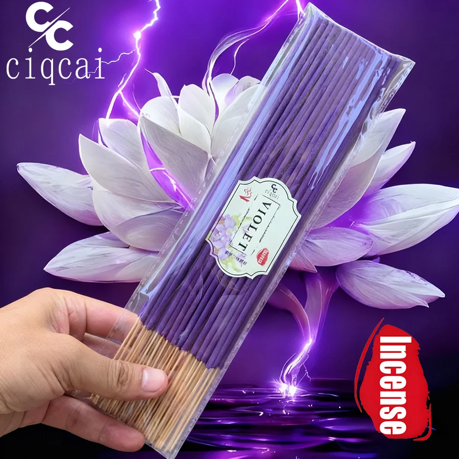 Violet-Scented Natural Incense Sticks, 25.5cm Extended Version, High-Quality Handmade Incense Sticks, Made Entirely from Violet Incense Powder, with a Rich and Long-Lasting Fragrance, Suitable for Yoga, Meditation, Camping, Tea Rooms, and Home Decoration