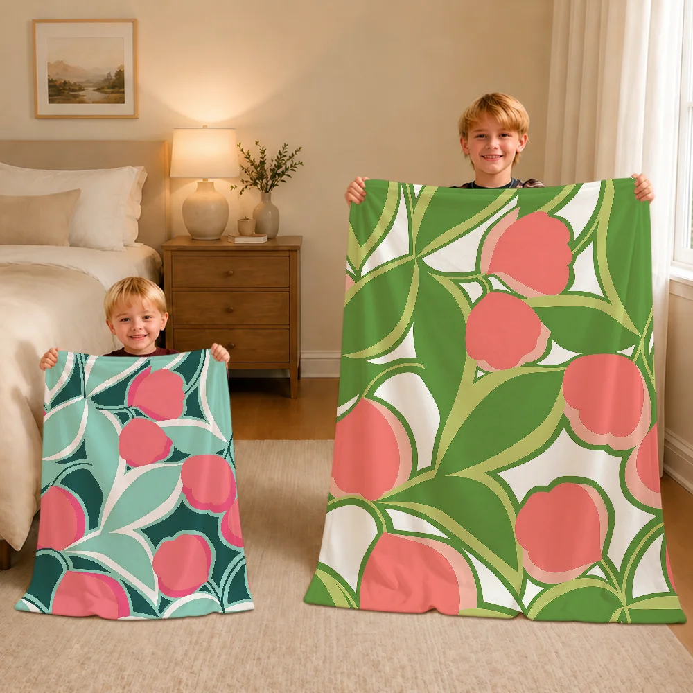 Plush Blanket Fashion Pattern Pink Tulip Art Flower Warm Soft Sofa Living Room Nap Home Bedroom Travel Gift Flannel Pet Hogar