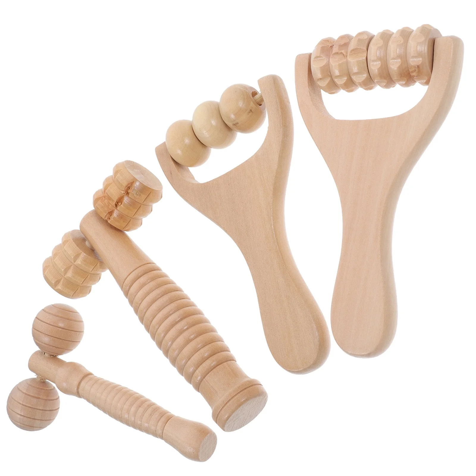 

4 шт., массажер для ног из натурального дерева, гладкий компактный инструмент для релаксации тела для домашнего и наружного использования, деревянный массажный ролик