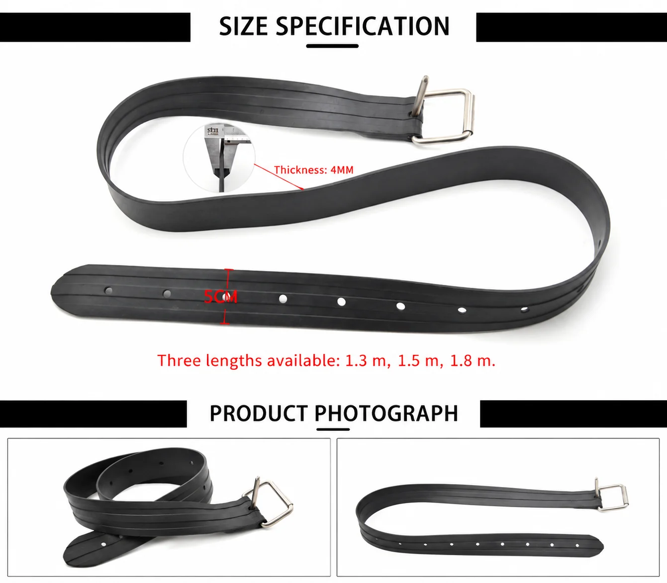 1,3 M/1,5 M/1,8 M Freitauchen Tauchen Gummi Gewicht Gürtel Mit Edelstahl RQuick Release Schnalle BCD Zubehör Tauchen Ausrüstung – Detail 2