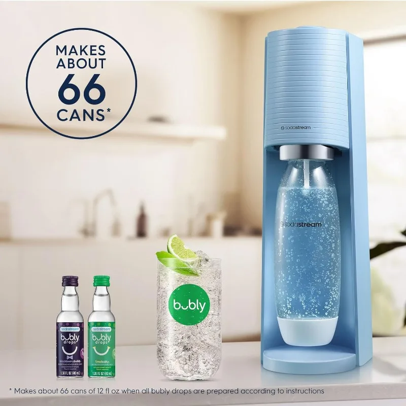 Terra Sparkling Water Maker, VALUE BUNDLE CQC CO2 system Includes 2x CO2 Cylinders, 3x 32 Fl Oz Dishwasher Safe Bottles