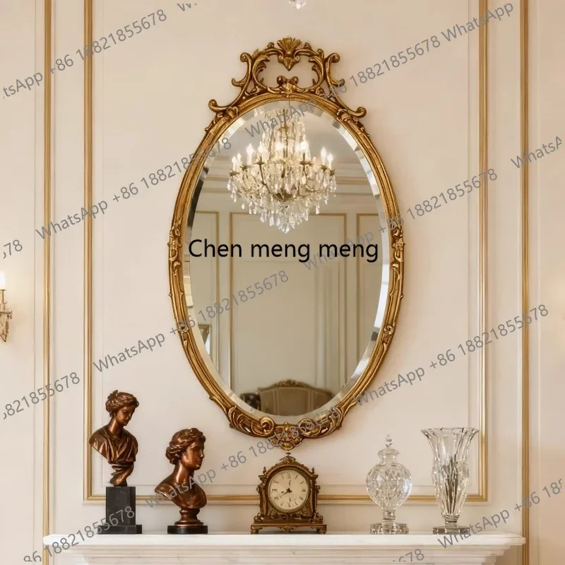 Y183 French fireplace wall-mounted washing mirror oval dresser makeup mirror light luxury decorative mirror