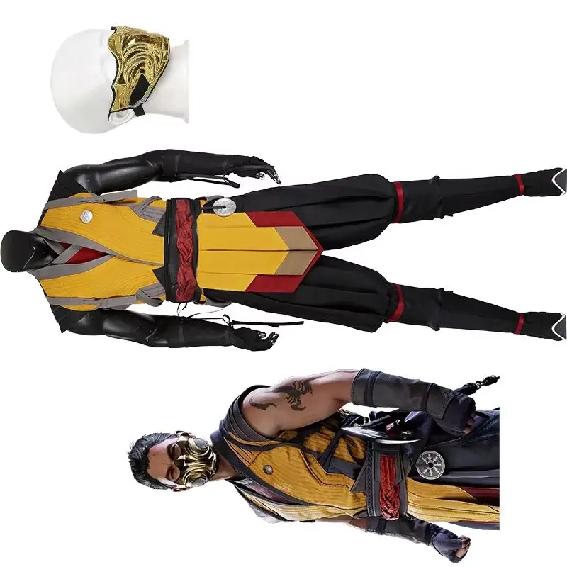 

Scorpion Cosplay Mortal Kombat 1 Costume for Men Fantasia Battle Uniform Suit Halloween Carnival Ninja Disguise Fighting Outfits