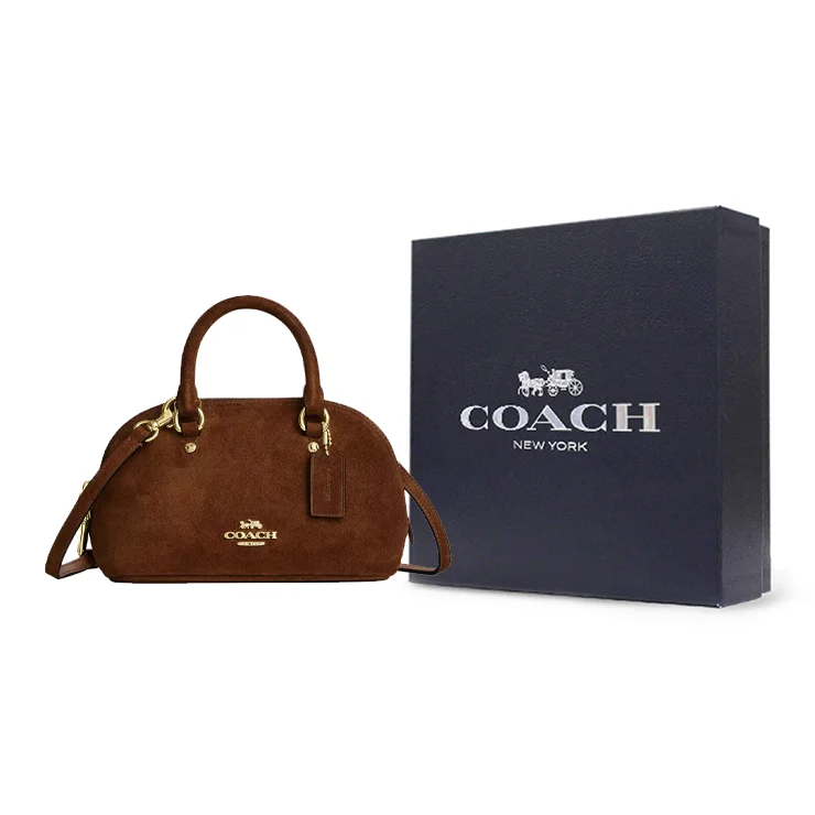 COACH Suede With Smooth Leather Crossbody Handbags Mini Women's Warm Brown CEN18-IMWBR