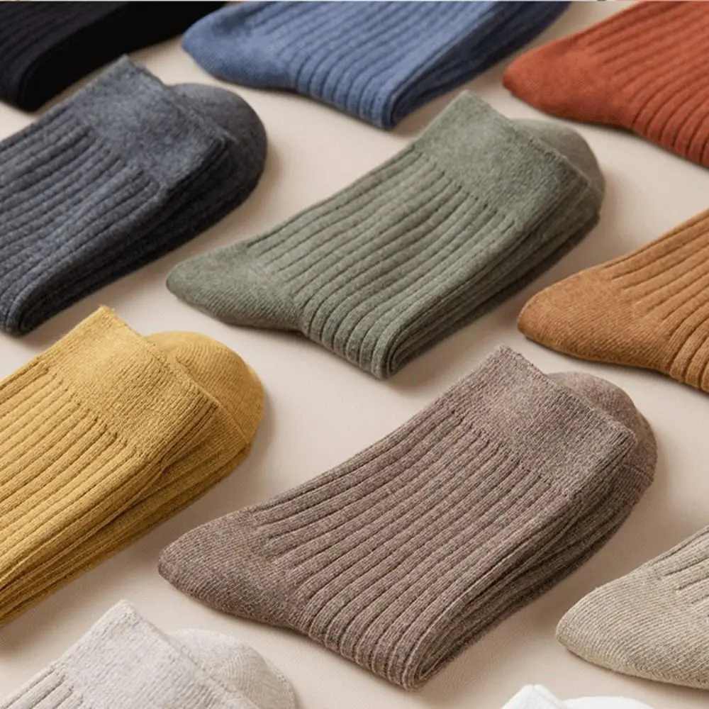 

10 пар простых однотонных женских носков до середины икры, дышащие деловые носки, мужские мягкие полосатые осенние носки-трубы на каждый день