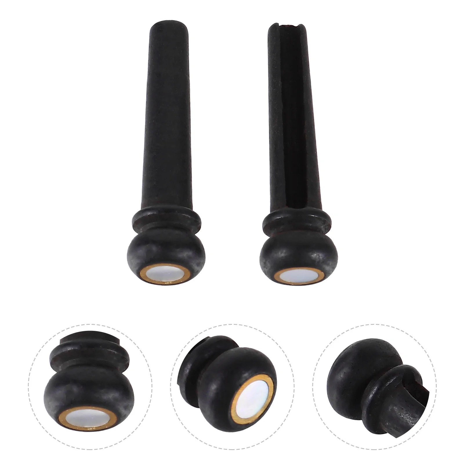 

2pcs Ebony Bridge Pins Shell Dot Acoustic Guitar Replacement Parts Wooden String Studs Pegs Better Sound Transfer Guitar