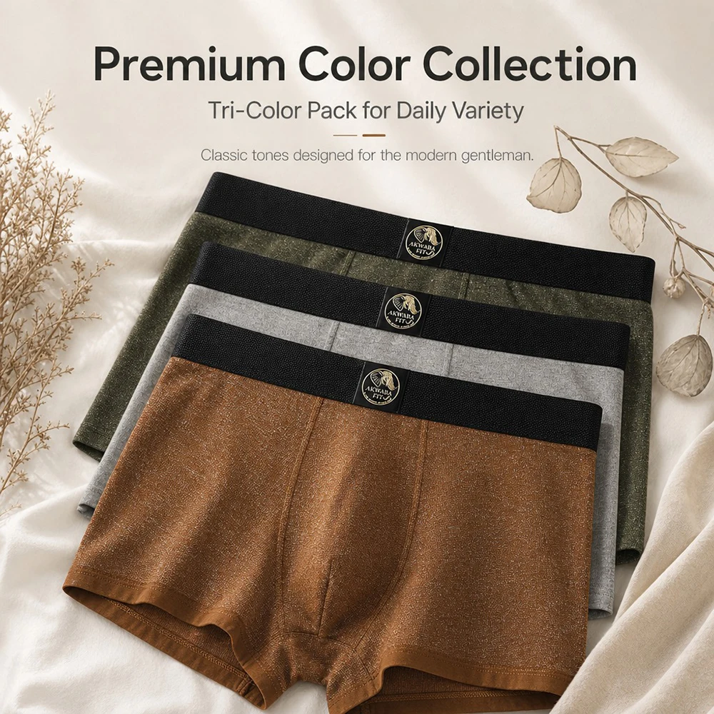 1/3PCS Fashion Bling Smooth Ice Silk Men Underwear Breathable Quick-dry Mesh Crotch Men's Panties High Elastic Knit Boxers Man