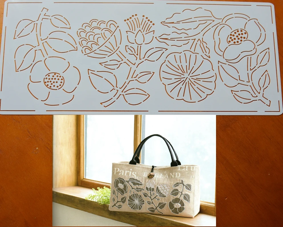  flower Embroidery Template DIY Hand Sew bag tea mat coaster fabric Embroidery Tool Sashiko Template Drawing Aids tool