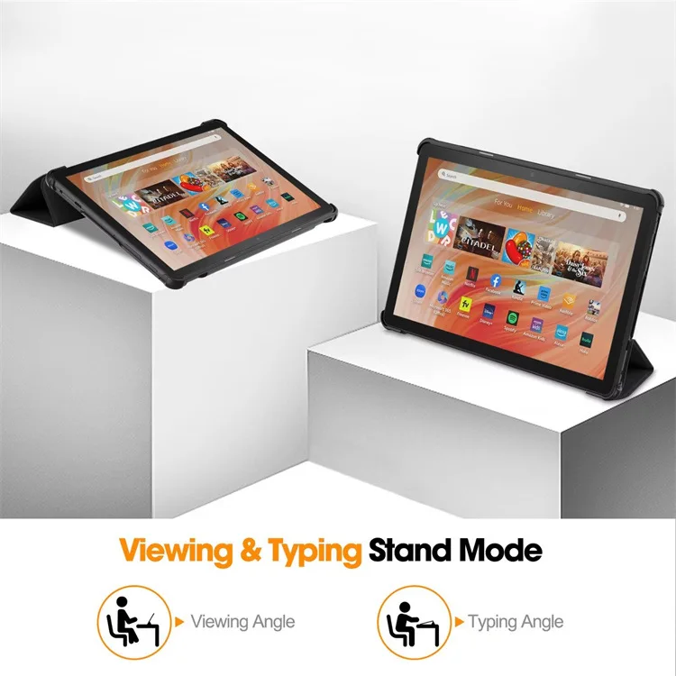 Dreifach Faltbare Hülle für Kindle Fire HD10 2023 mit Auto-Wach-/Schlaf-Funktion Stoßfeste Kunstleder-Abdeckung für Amazon Fire – Detail 3