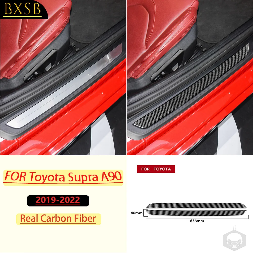 Real Carbon Fiber For Toyota Supra A90 (2019–2022)Car Door Welcome Sill Panel Trim Customizable Car Sticker Interior Accessories