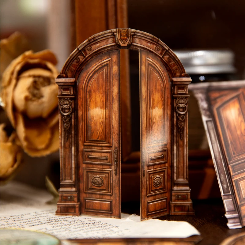 Retro Hollow Wooden Window Hard card Sticker Pack DIY Scrapbook Background Decoration Album Envelope Diary Marking Stationery