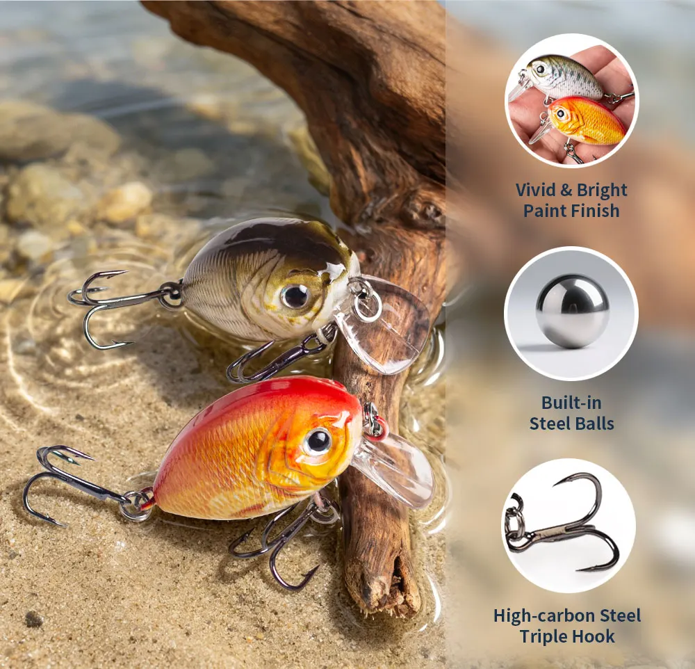 Mini-Crankbait 40mm 4g Schwimmender Micro-Wobbler Geräuscharme Angelköder für Süßwasser Harte Künstliche Minnow-Bass-Köder – Detail 4