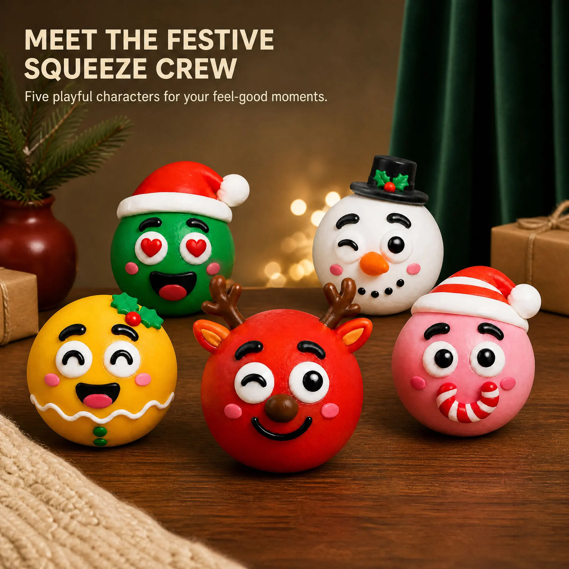 New Popular Christmas DIY Cute Elk Funny Face Changing Pinch Fun Slow Rebound Decompression Vent Squishies Toy