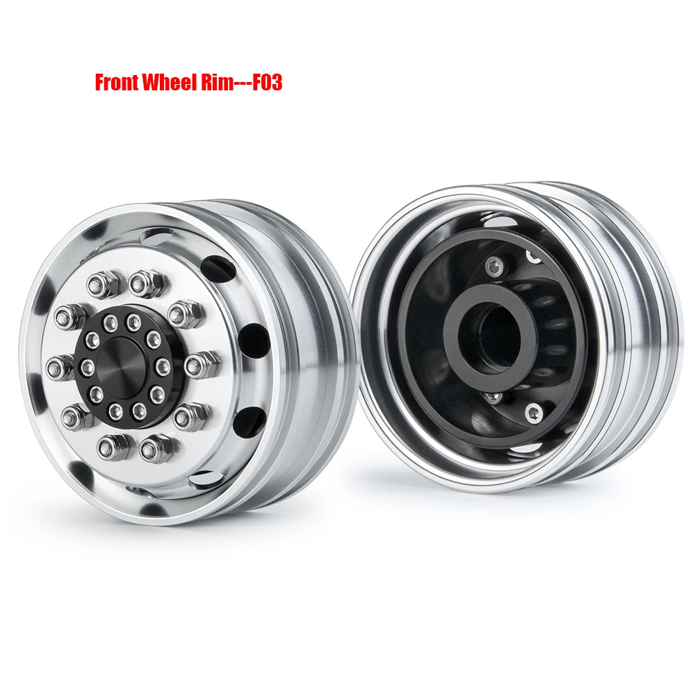 YEAHRUN Alloy Metal Beadlock Front/Rear Wheel Rims Hubs for Tamiya 1:14 RC Tractor Trailer Cargo Truck Car Upgrade Parts