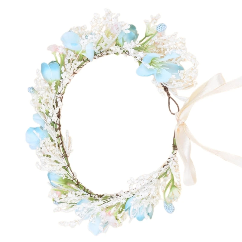 YQ Elegant Flower Hairband Flower Wreath Headband Headpiece Carnivals Party Hair Ornaments Beach Wedding Ceremony Headpiece