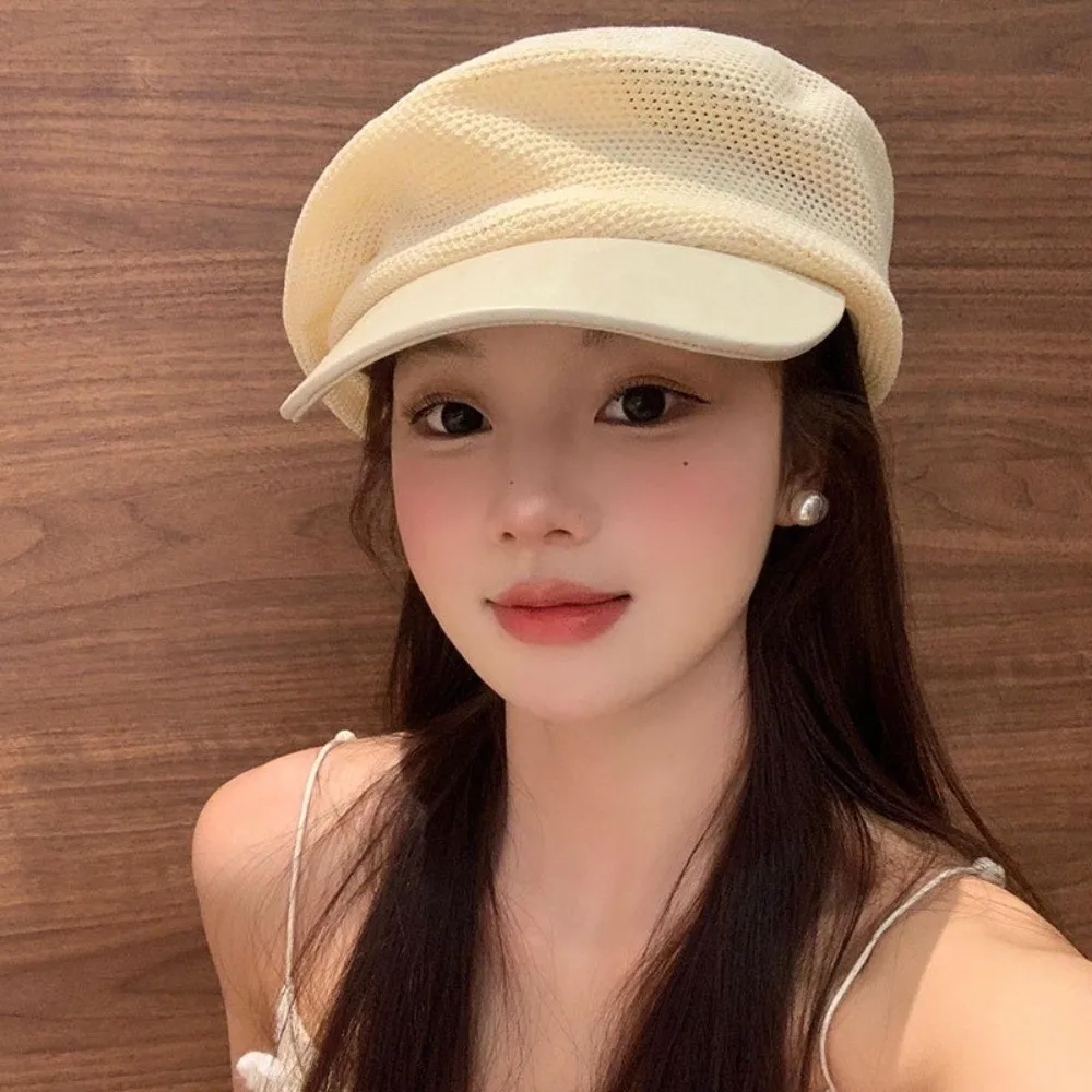 

Модный корейский полый вязаный берет Y2k, дышащие береты художника, универсальная тонкая шапка-бини, уличная одежда