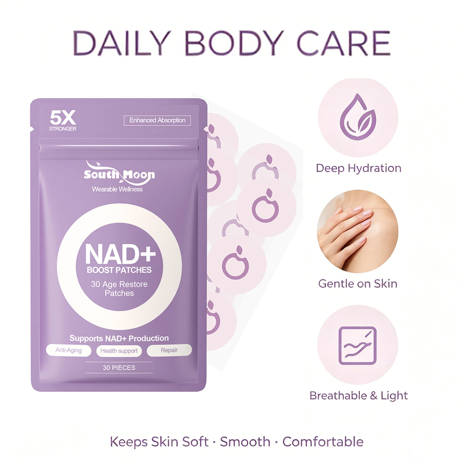 60/120pcs Body Care Patch Moisturizing Skin Patch Hydrating Body Sticker Daily Nourishing Soft Skin Health Body Wellness Patch