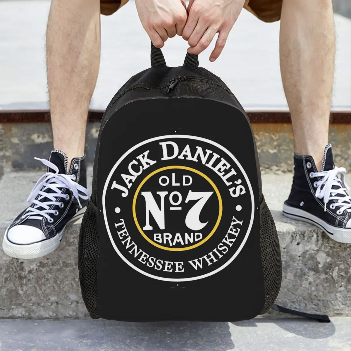 J-JACK DANIELS ويسكي العلامة التجارية على ظهره رائجة البيع Daypack سعة كبيرة بنين بنات حقيبة الكتب حقيبة مدرسية حقائب كتف للرجال والنساء