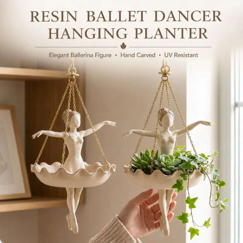 Pot suspendu ballerine, pot de fleurs féerique pour plantes succulentes, décoration intérieure et extérieure, jardin, balcon, résine résistante aux UV