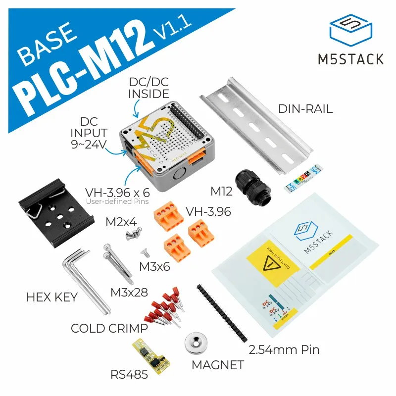 Official M5Stack PLC M12 V1.1 Industrial Control Baseboard with TTL-RS485 Communication for Automation And Control Applications