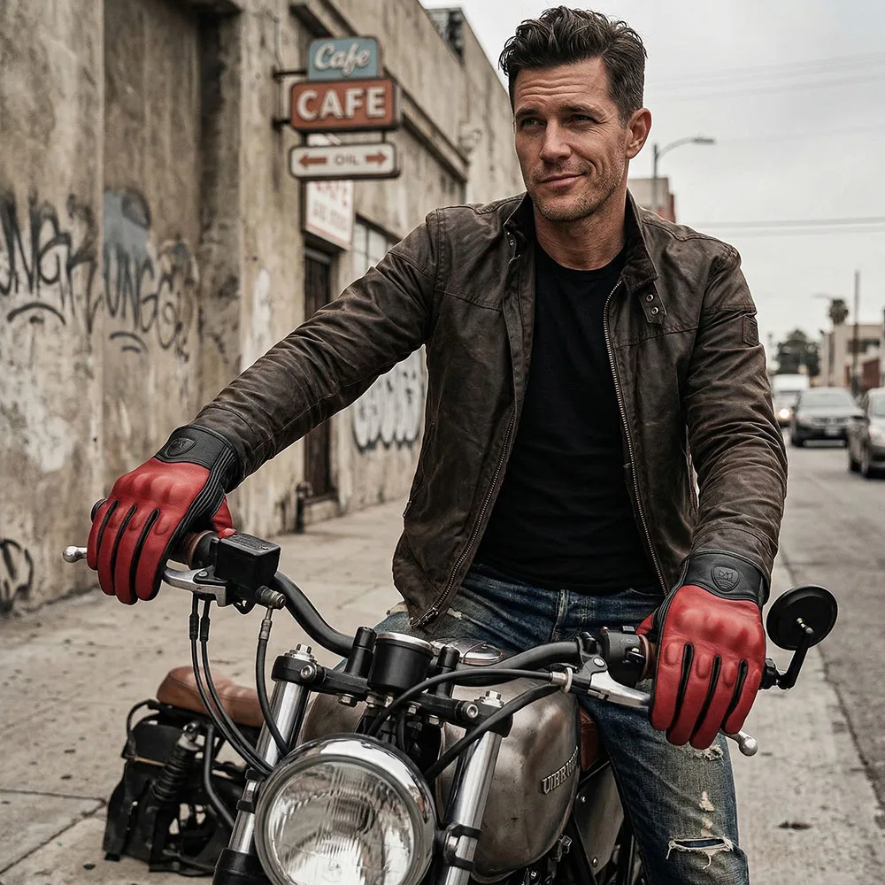 

Man Red Retro Goat Leather Motorbike Cross Gloves Motorcyclist Accessories Protective Moto Riding Men Women Sheeoskin Glove XXL