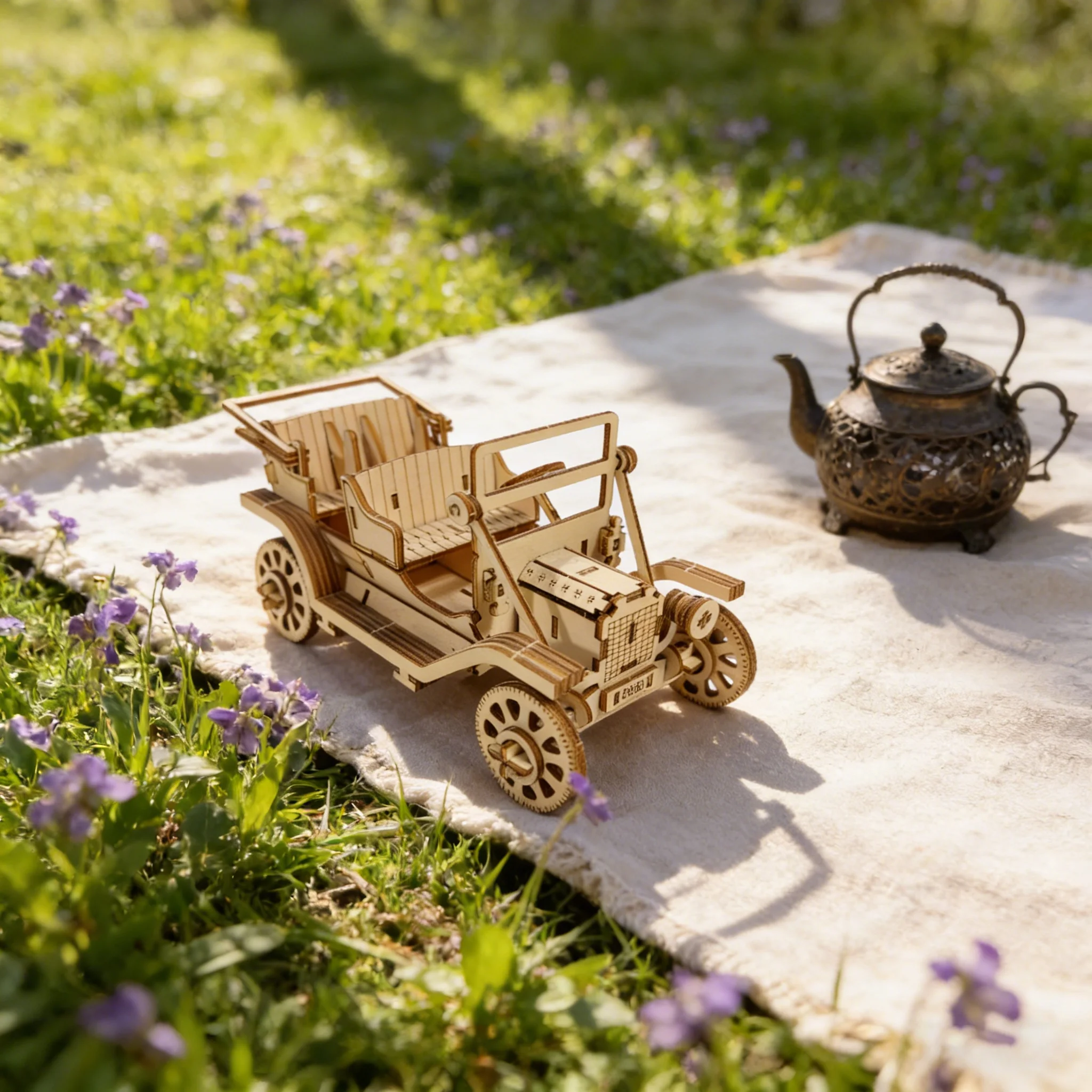 ปริศนาไม้ 3 มิติ รถคลาสสิก โมเดลไม้ DIY เหมาะสำหรับเป็นของขวัญวันเกิด วันฮาโลวีน อีสเตอร์ คริสต์มาส หรือปีใหม่