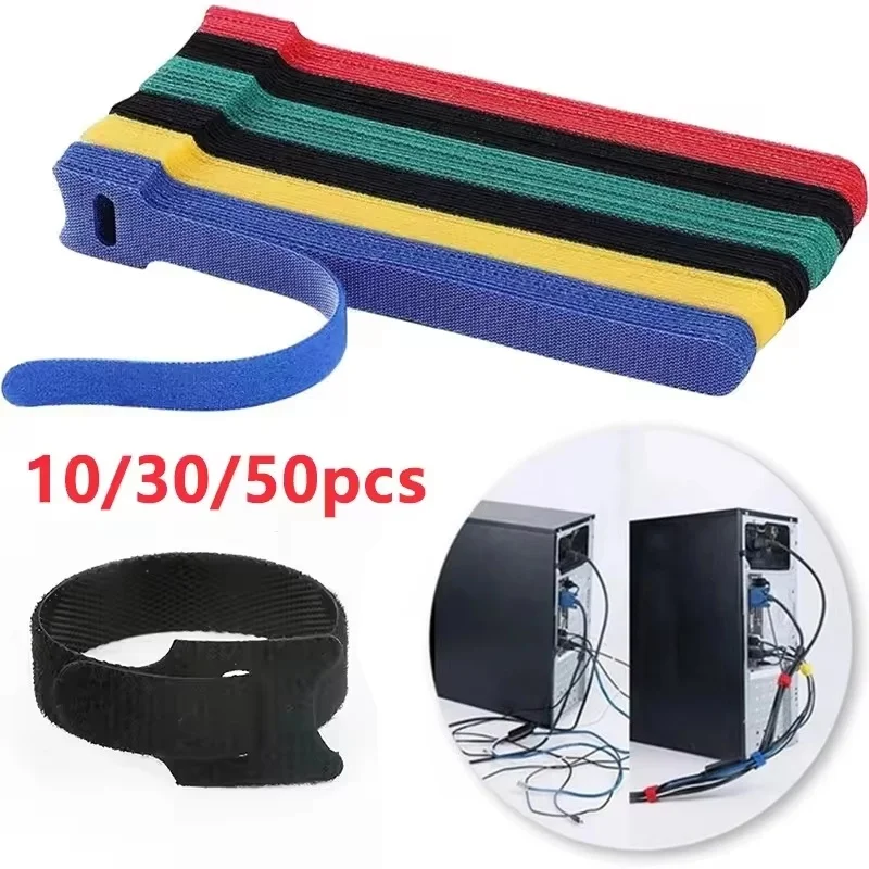 10/30/50pcs Multi-Purpose Cable Organizer Winder Ties Wire Management Holder Reusable Ties Protector Nylon Strap Mouse Earphones