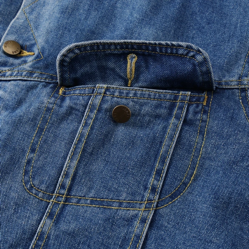 Sherpa-gefütterte Jeansjacke mit Patchwork-Kordkragen, Fleece-Cargojacken für Herren, Vintage-Waschung, Oversize-Warm-Jeansmantel für den Winter – Detail 7