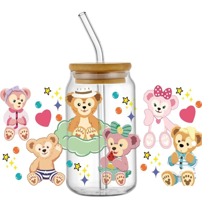 

Новая 3D наклейка с мультяшным медведем Даффи, УФ-наклейка для чашек DTF, водонепроницаемая переводная наклейка на 16 унций, очки, сделай сам, кружка, наклейка для телефона