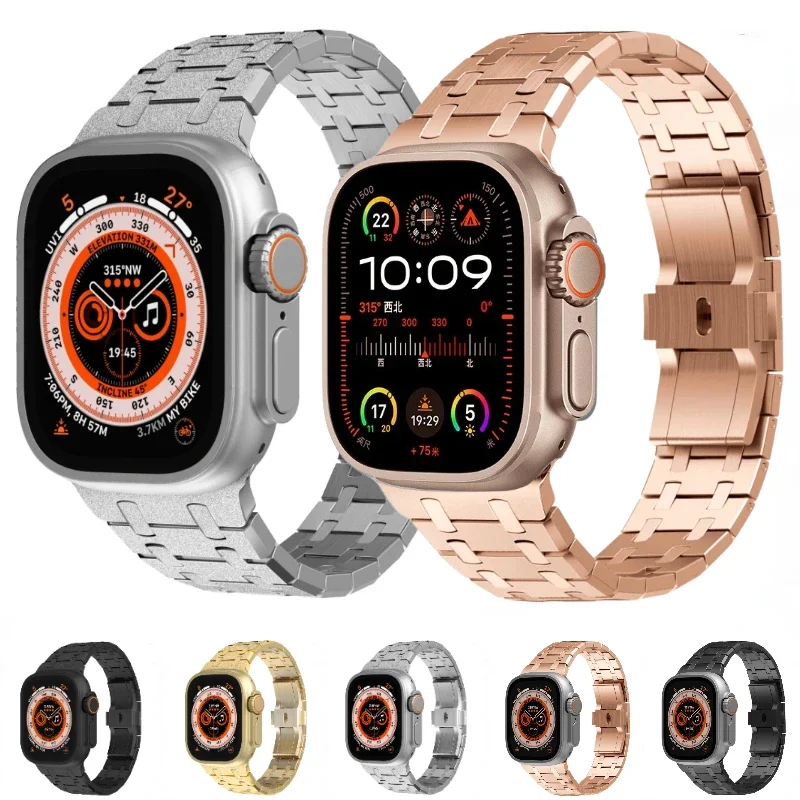 

Metal Strap for Apple Watch Ultra2 49mm 10 9 8 7 46mm 45mm Modified Stainless Steel Bracelet Wristband for 6 5 4 SE2 44mm 42mm