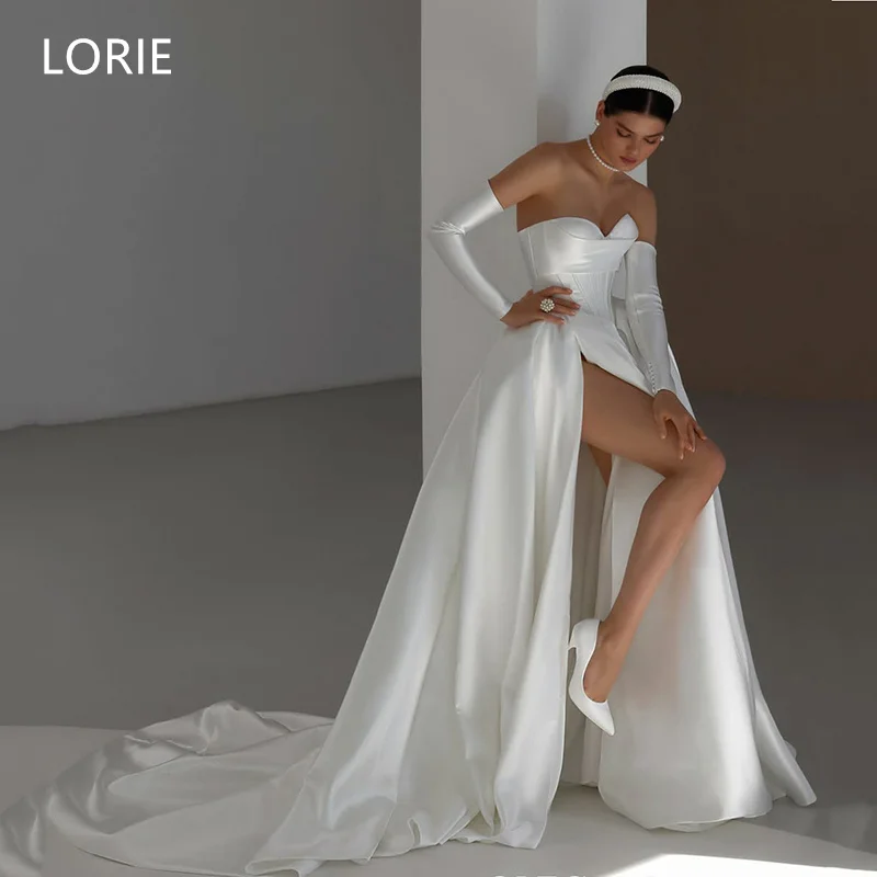 LORIE หรูหราเอ-ไลน์ชุดแต่งงานชุดแต่งงานแขนกุดชุดเจ้าสาวชุดแต่งงานแบบไม่มีหลังที่กำหนดเอง 2025