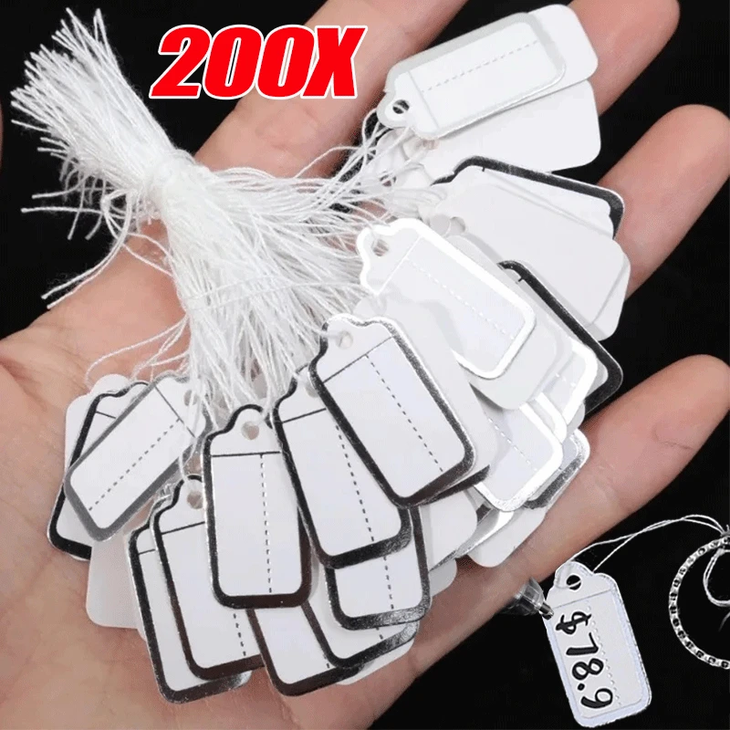 200Pcs/lot DIY Price Tags Paper Blank Jewelry Labels Business Cards Ties String Jewelry Display Label Gold and Silver Small Tag