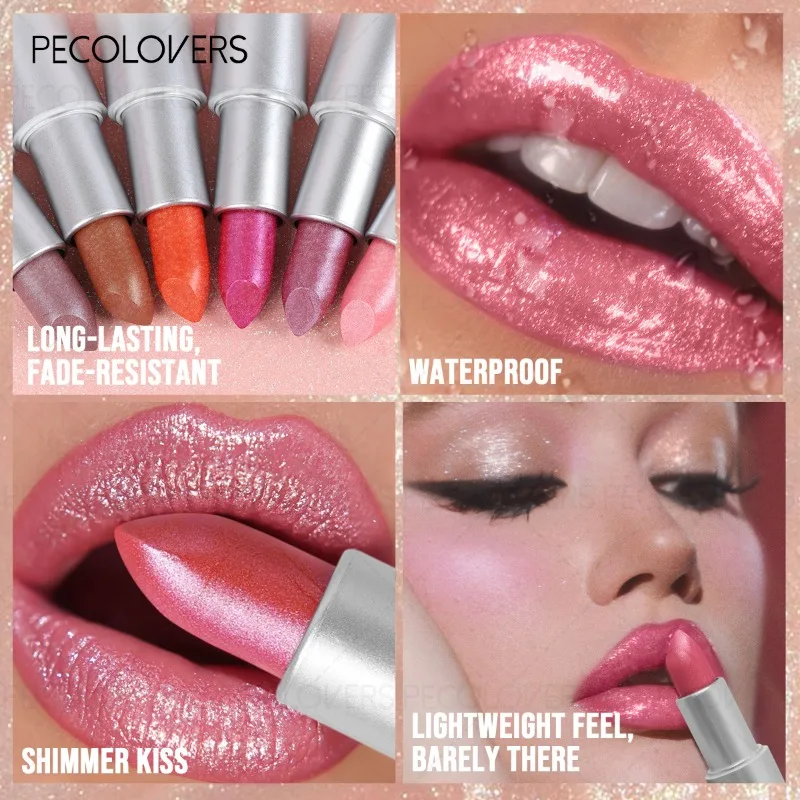 Wielokolorowa brokatowa pomadka do ust, błyszczące i urocze usta, wodoodporna i odporna na pot, odpowiednia do makijażu festiwalowego, kosmetyki do ust