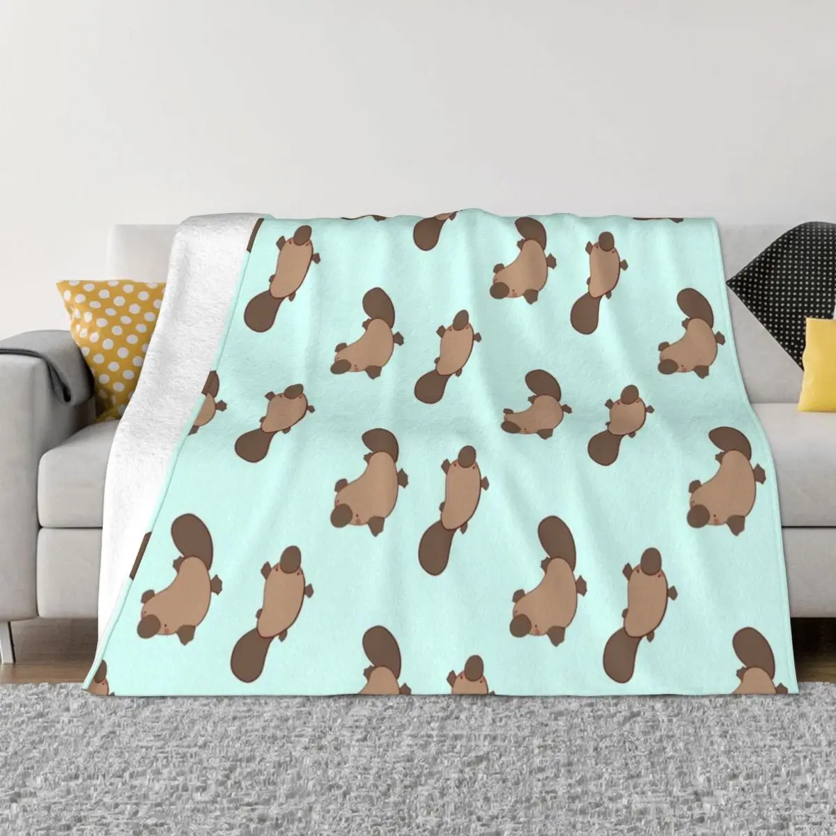 Platypus illustration Throw Blanket warm winter Soft Plush Plaid bed plaid Thermal Blankets