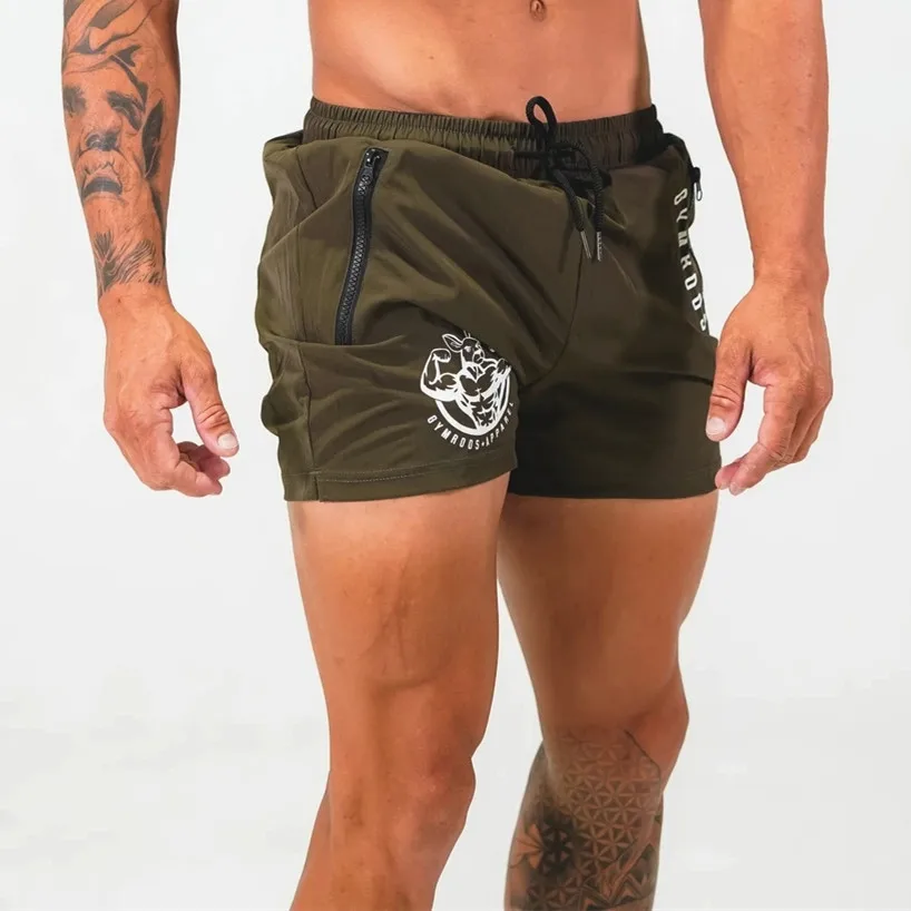 Summer Sports Breathable Quick-Drying Shorts Men's Fitness Chic Slim Fit Zipper Pocket Outdoor Sports Running Training Shorts