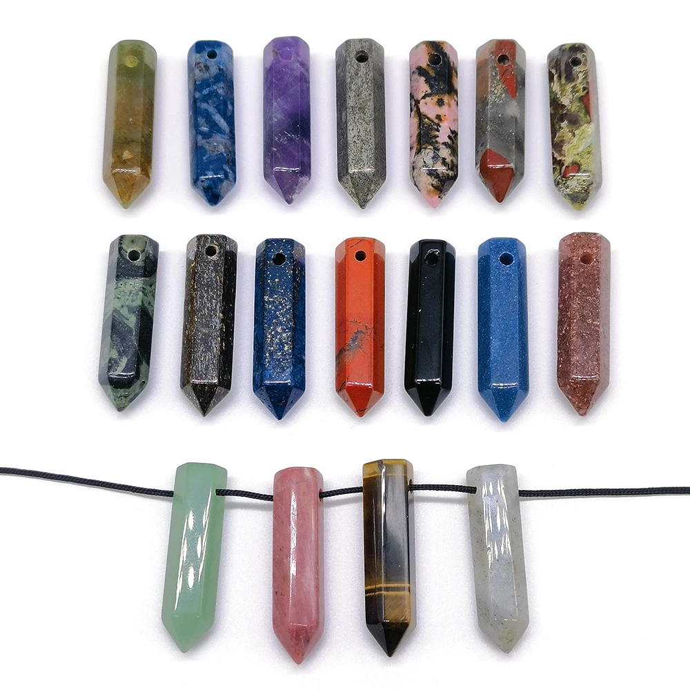 

Natural Gem Stone Crystal Quartz Point Wand Witchcraft Column Pendant Necklace For Women Healing Chakra Reiki Healing Jewelry