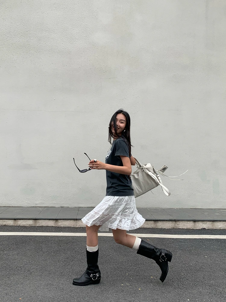 

Шелковая кружевная юбка с принтом и жемчужным дизайном Пригородный шикарный комплект ort Sve круглая футболка Ne Waed ey Vintage Sle