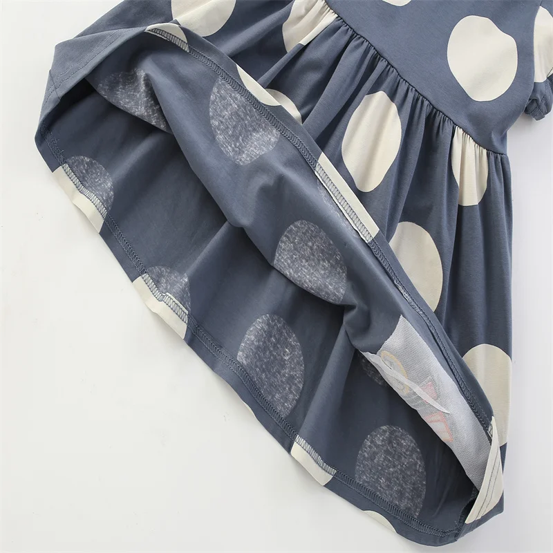 점프 미터 3-8T 코튼 도트 자수 여름 공주 소녀 드레스 파티 생일 Frocks 어린이 의상 아기 드레스